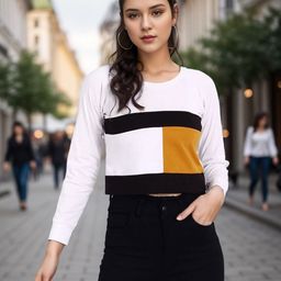 DressBerry Women Colourblocked Pockets T-shirt-image-53