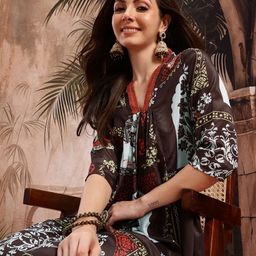 Sangria Ethnic Motifs Printed Regular Pure Cotton Kurta with Palazzos-31