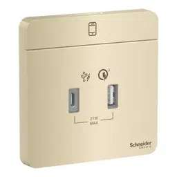 Schneider Electric AvatarOn Wine Gold Type A + C USB Charger With 100/240 V Voltage, E8332ACQUSB_WG-32