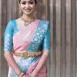 BerMondsey Woven Design Zari Silk Blend Banarasi Saree-image-97