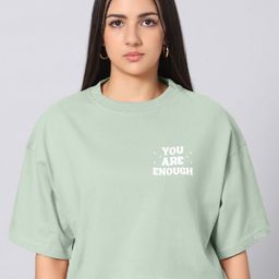 Besick Typography Printed Drop-Shoulder Sleeves Cotton Crop T-shirt-picture-49