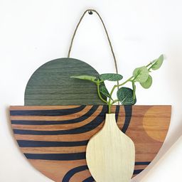 Art Street Brown & Green Semicircle MDF Artificial Plant Wall Hanging-29