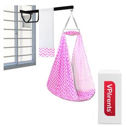 VParents Cherub Baby Swing Cradle With Mosquito Net Spring And Metal Window Cradle Hanger - Pink-22