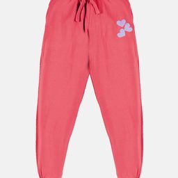 Kiddopanti Sequin Heart Embellished Track Pant - Peach-image-69