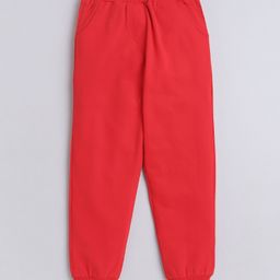 Aww Hunnie Cotton Terry Solid Unisex Autumn & Winter Wear Pant - Red-image-65