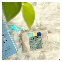 Jasmey Homes Wonder Hand Cotton Pouch with Zipper for Unique Gifting, Storing Stationery, Make up, Medicine and Toiletry Items ( (Multicolor, 15 x15 cm) (White)-image-61