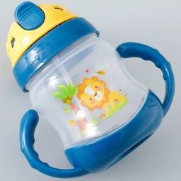 Lion Print Straw Sipper Bottle Blue - 250 ml-picture-15