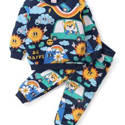 Babyhug Cotton Knit Full Sleeves All Over PrintedT-Shirt & Pants Set - Multicolor-image-43