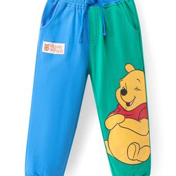 Babyhug Disney Cotton Knit Full Length Track Pant with Winnie The Pooh Graphics & Pocket Detailing  - Green & Blue-image-74