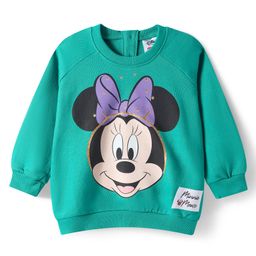 Babyhug Disney Terry Knit Full Raglan Sleeves Sweatshirt with Minnie Mouse Graphics - Mint Green-image-15
