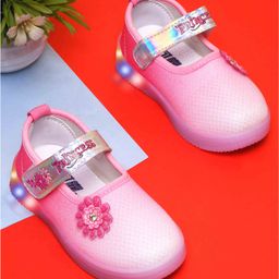 KATS Floral Applique Detailed & Ombre LED Shoes With Velcro Closure - Pink-image-99