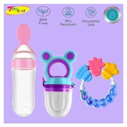 Joy Buzz Baby Food Feeder Nibbler & Rattle Teether Combo - Multicolor-21