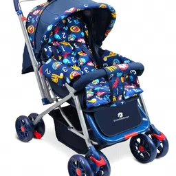 StarAndDaisy Stroller for Baby Boy & Girl 0 to 3 Years, Pram for Baby Lightweight, Baby Strolller with 3-Point Safety Harness, Adjustable Backrest, 360° Swivel Wheel, Large Storage, Reversible Handlebar, Extended Mosquito Net (Digit Print)-picture-36