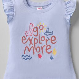 Tango Single Jersey Knit Frill Sleeves Top with Go Explore More Text Print - Light Blue-picture-26