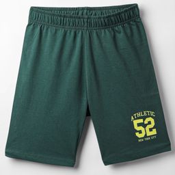 Kookie Kids Single Jersey Knit Above Knee Length Shorts With Number Print - Dark Green-picture-9