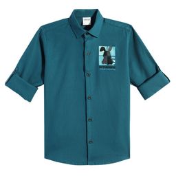 CAVIO Cotton Woven Full Sleeves Optimistic Text Printed Shirt - Turquoise Blue-image-19