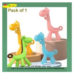 Joy Buzz BPA Free Giraffe Shape Silicone Teether - (Pack of 1)-5