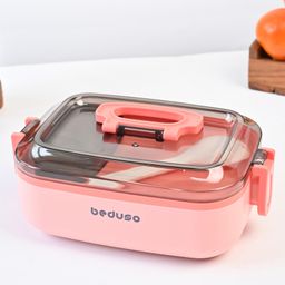 Von Casa Lunch Box with Spoon ,500 ml ,Pink ,Rectangular Shape-image-46