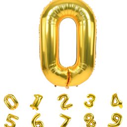 Décor Mantra 32 Inch Number Foil Balloon 0 For birthday Decorations Items-Gold Color-Pack of 1-image-34