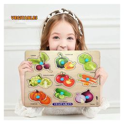 Enorme Mini Wooden Monuments and Vegetables Puzzle with Knobs, Educational and Learning Game For Kids Multicolour - 17 Pieces image 2