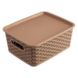Kuber Industries Multipurpose Solitaire Storage Basket with LidStrong Plastic Material & Side GripSize Small Pack of 3 Multi-CTLTC010898 image 2