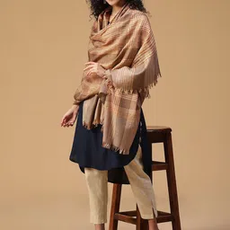 SHINGORA Women Checked Woven Design Shawl-image-7