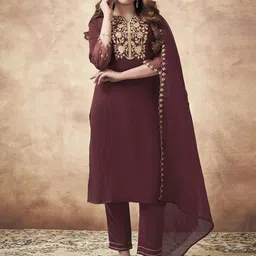 SKYLEE Women Floral Embroidered Kurta with Trousers & Dupatta-47