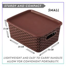 Kuber Industries Multipurpose Solitaire Storage Basket with LidStrong Plastic Material & Side GripSize Small Pack of 3 Multi-CTLTC010898 image 3