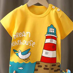 Sun & Shine Kids-Unisex Yellow Cotton Tshirts-picture-8