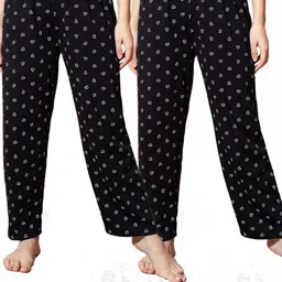 FIT N FAME Pack Of 2 Women Black Printed Cotton Pyjama-picture-49