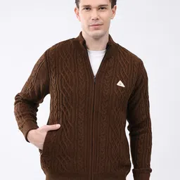 Monte Carlo Self Design Mock Collar Long Sleeves Lightweight Woollen Tailored Jacket-picture-11