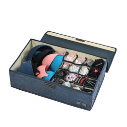 Yellow Weaves Navy Blue Wardrobe Drawer Organisers-18