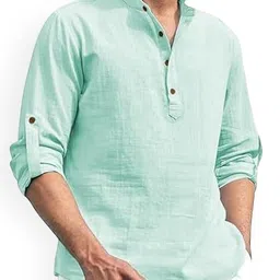 EdinWolf Men Band Collar Cotton Straight Kurta-picture-48
