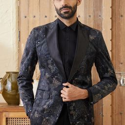MR BUTTON Men Printed Tailored-Fit Single Breasted Blazer-45