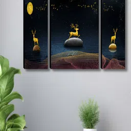Myntra Elegant Homes Blue 3 Pieces Deer & Moon Birds and Animals Wall Art-image-91