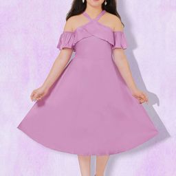 KRISHTINA Cold-Shoulder Fit & Flare Midi Dress-image-16