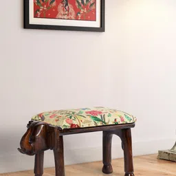 India Circus by Krsnaa Mehta Yellow & Brown Printed Wooded Ottomans-52