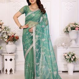 Nirmohi Fashion Floral Embroidered Pure Chiffon Saree-41