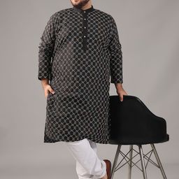 SOJANYA PLUS Men Embroidered Regular Kurta with Pyjamas image 3