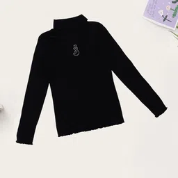 Pantaloons Junior Girls Graphic Embellished High Neck Pullover-picture-43