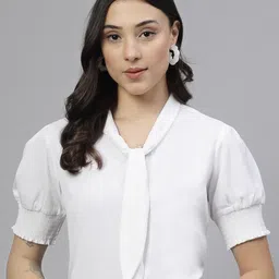 Style Quotient Women Tie-Up Neck Puff Sleeve Top-image-96