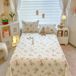 JC HOME White & Green Printed 220 TC Pure Cotton Single Bedsheet Set-1.6 m x 2.3 m-image-99