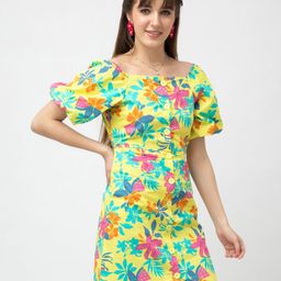 7OUNCE Floral Print Off-Shoulder Cold-Shoulder Sheath Mini Dress-picture-30