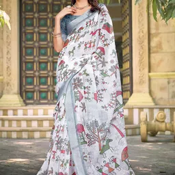 Moda Rapido Warli Printed Zari Saree-image-77