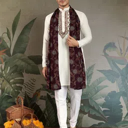 ODETTE Geometric Embroidered Straight Kurta-image-1