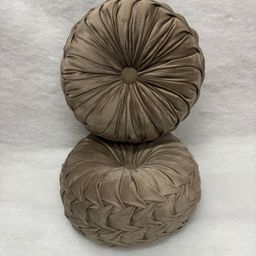Myntra Elegant Homes 2Pcs Beige Textured Velvet Pumpking Round Shaped Pre-Filled Cushions-picture-49