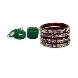 SOMIL Women Pack Of 2 Maroon And Green Glass Ethnic Handcrafted Traditional Bangle-image-72