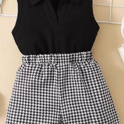 STINITY Black & White Houndstooth Print Co-ords-32