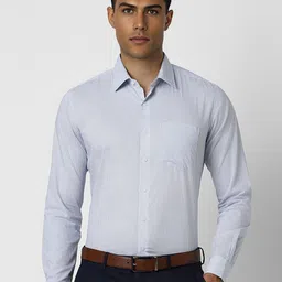 Van Heusen Men Spread Collar Micro Checked Cotton Slim Fit Formal Shirt-image-78