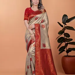 V3 FASHION STUDIO Ethnic Motifs Zari Banarasi Saree-picture-23